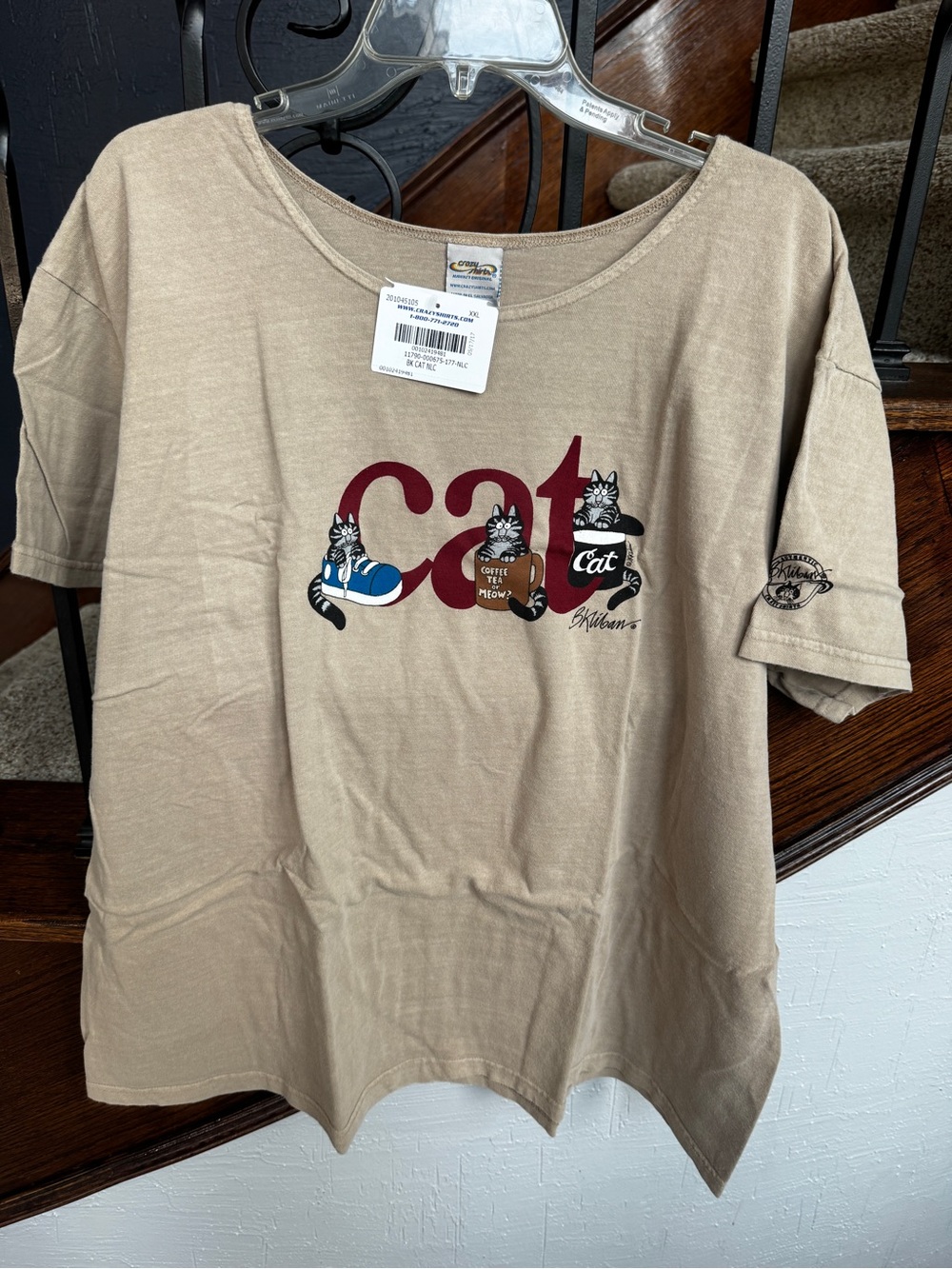 NEW NWT XXL B. Kliban Hawaii Crazy Shirts Hawaii Cat Tee Coffee Sneaker Shirt - Picture 10 of 13